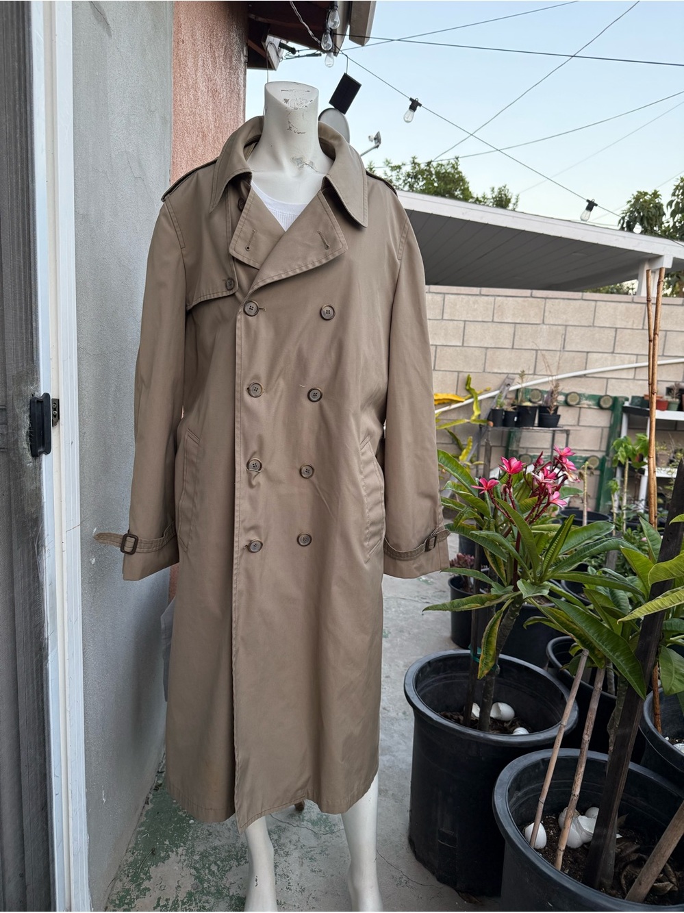 Classic London Fog Men's Double-Breasted Trench Coat - Khaki